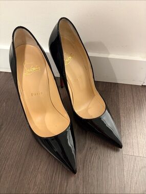 Christian Louboutin Black Patent Pointed-Toe Stiletto Pumps